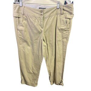 Lands End  Crop Pants Capri's Khaki Tan Chinos Women’s Size 10 Pockets Roll Tab